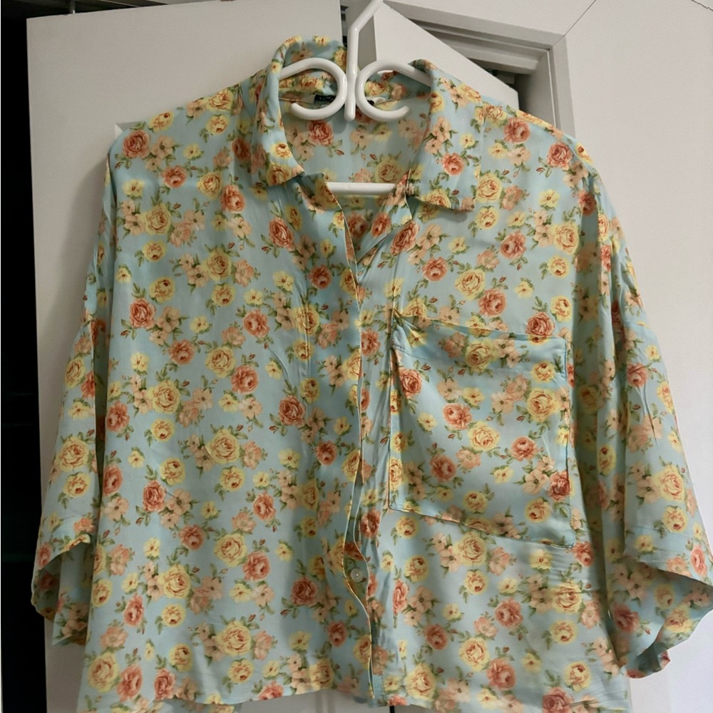 Zara Floral Button-Up Blouse